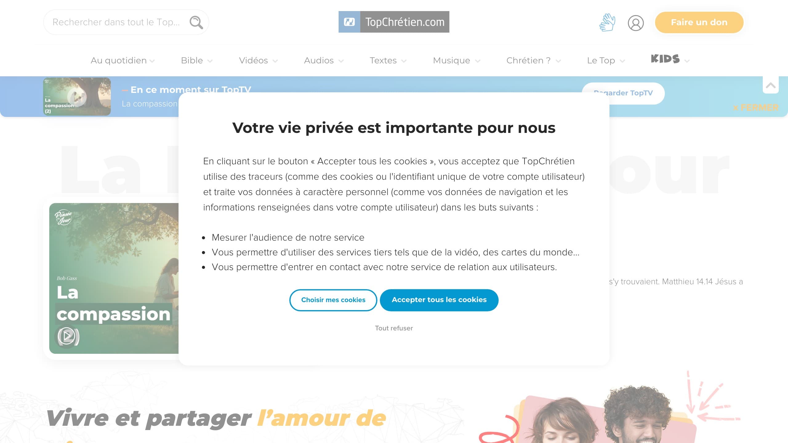 Capture d'écran du projet TopChrétien